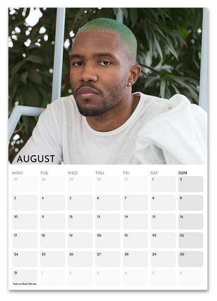 Frank Ocean August 2026 calendar page