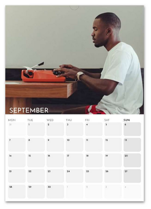 Frank Ocean September 2026 calendar page
