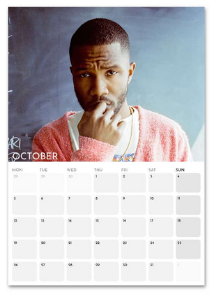 Frank Ocean October 2026 calendar page