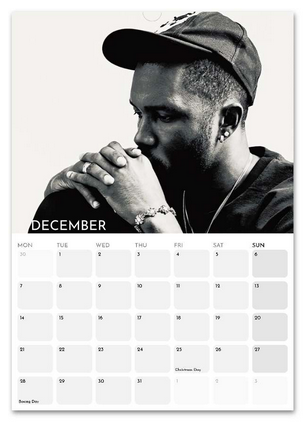 Frank Ocean December 2026 calendar page