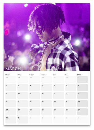 XXXTentacion March 2026 calendar page