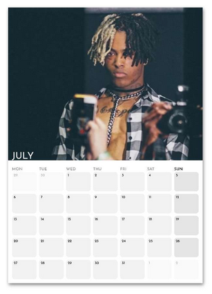 XXXTentacion July 2026 calendar page