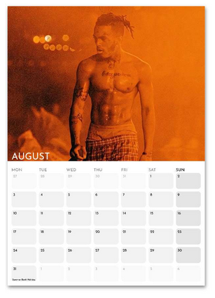 XXXTentacion August 2026 calendar page