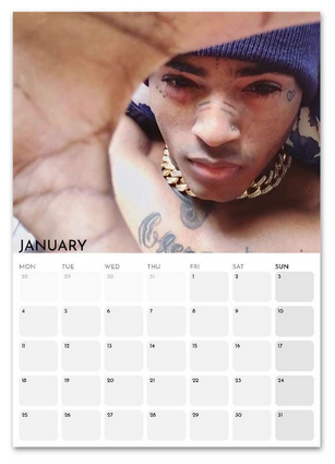 XXXTentacion January 2027 calendar page