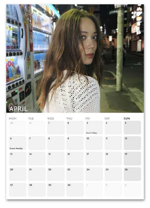 Laufey April 2026 calendar page