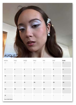 Laufey August 2026 calendar page