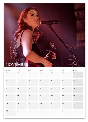 Laufey November 2026 calendar page
