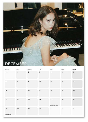 Laufey December 2026 calendar page