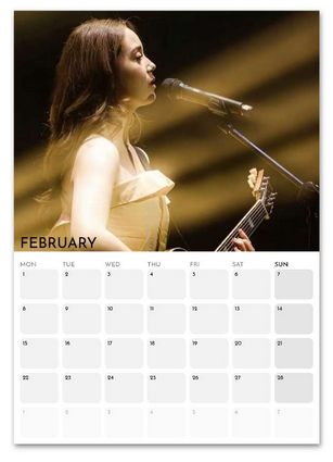 Laufey February 2027 calendar page