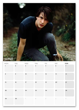 Keanu Reeves June 2026 calendar page