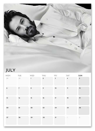 Keanu Reeves July 2026 calendar page
