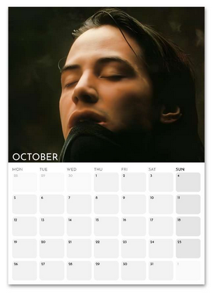 Keanu Reeves October 2026 calendar page