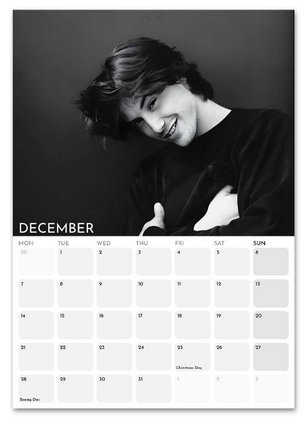 Keanu Reeves December 2026 calendar page