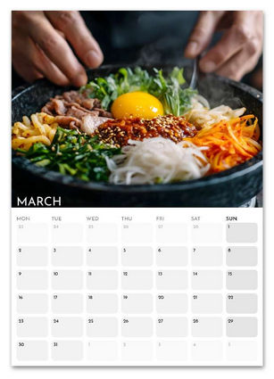 South Korea March 2026 calendar page
