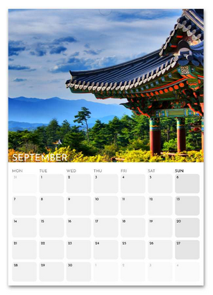 South Korea September 2026 calendar page