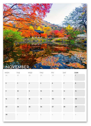 South Korea November 2026 calendar page