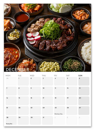South Korea December 2026 calendar page