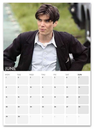 Cillian Murphy June 2026 calendar page