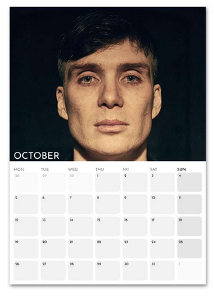 Cillian Murphy October 2026 calendar page