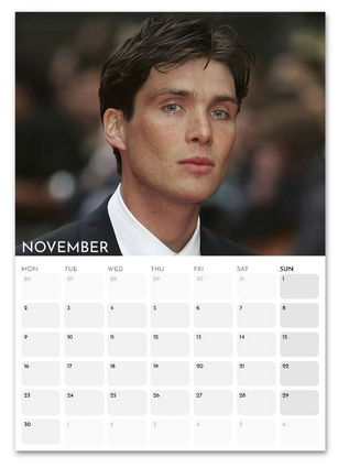 Cillian Murphy November 2026 calendar page