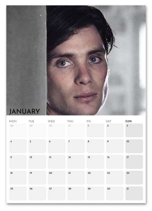 Cillian Murphy January 2027 calendar page