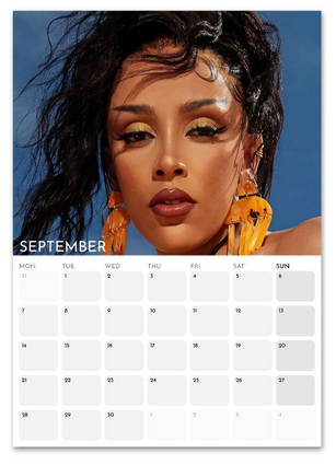 Doja Cat September 2026 calendar page