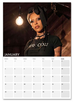 Doja Cat Januaary 2027 calendar page