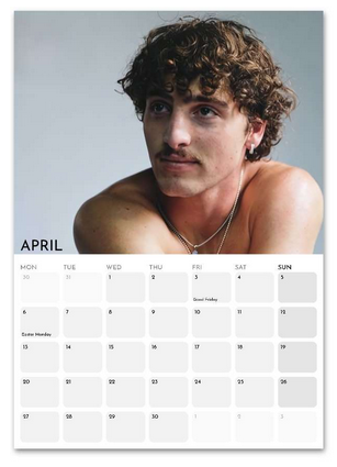 Benson Boone April 2026 calendar page
