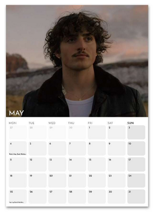Benson Boone May 2026 calendar page