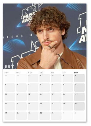 Benson Boone July 2026 calendar page