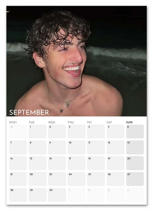 Benson Boone September 2026 calendar page