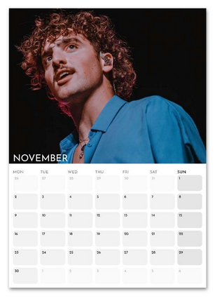 Benson Boone November 2026 calendar page