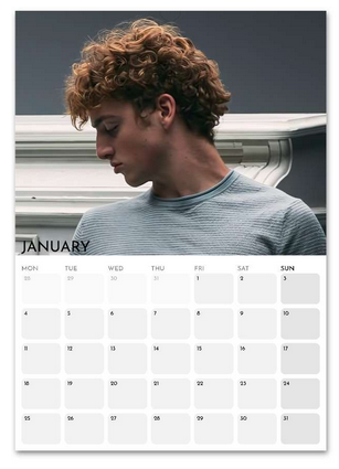 Benson Boone January 2027 calendar page