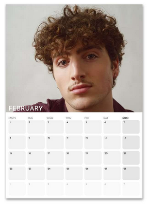 Benson Boone February 2027 calendar page