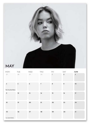 Milly Alcock May 2026 calendar page
