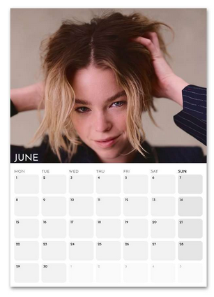 Milly Alcock June 2026 calendar page
