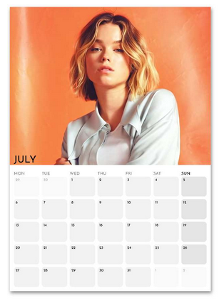 Milly Alcock July 2026 calendar page