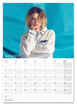 Milly Alcock August 2026 calendar page