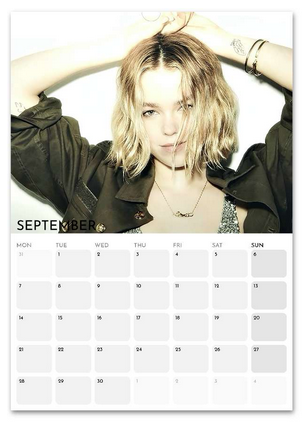 Milly Alcock September 2026 calendar page