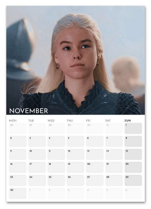 Milly Alcock November 2026 calendar page