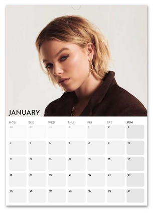 Milly Alcock January 2027 calendar page