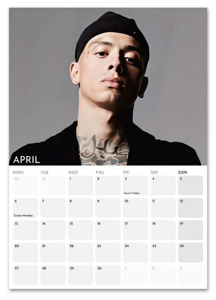 Central Cee April 2026 calendar page