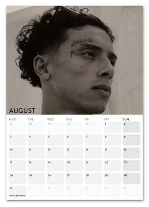 Central Cee August 2026 calendar page