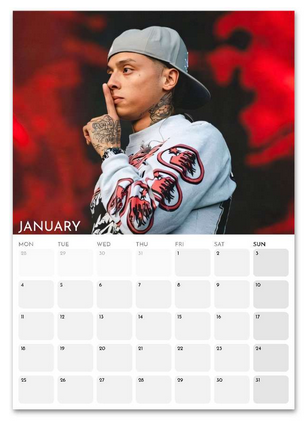 Central Cee January 2027 calendar page