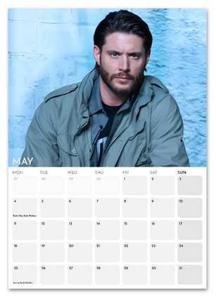 Jensen Ackles May 2026 calendar page