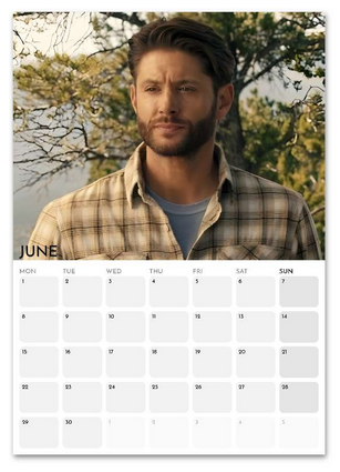 Jensen Ackles June 2026 calendar page