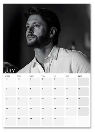 Jensen Ackles July 2026 calendar page
