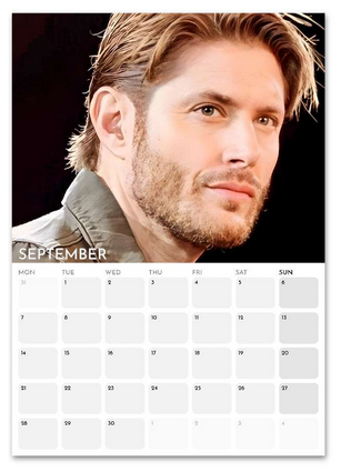 Jensen Ackles September 2026 calendar page
