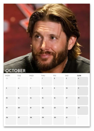 Jensen Ackles October 2026 calendar page