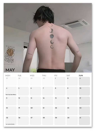 BTS Jimin Boyfriend Style May 2026 calendar page